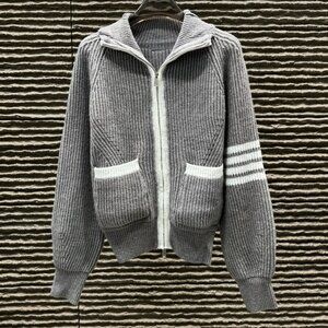 Thom Browne Women's Casual Sportswear Gray Sweater Jacket